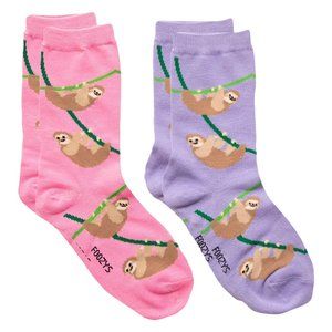 Sloth Hanging Slow Lazy Rainforest Tree Animal 2 Pairs Foozys Women's Socks